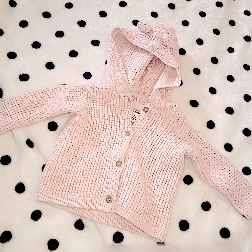 Cozy Pink Knit Baby Girl Hoodie